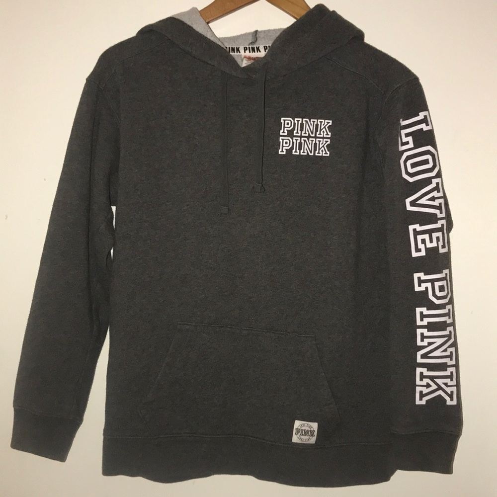 - Victoria Secret Pink Grey Logo Hoodie XS/S